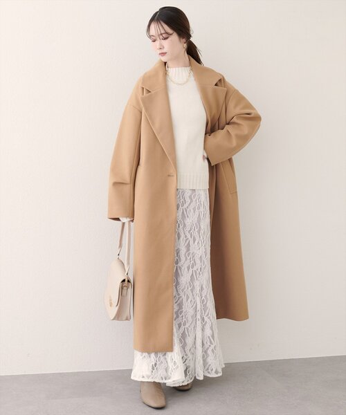 ニットモッサ袖タックチェスターコート（チェスターコート）｜natural