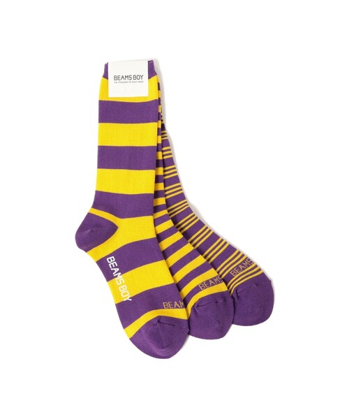 BEAMS BOY(ビームスボーイ)の「テレコ ボーダー 3/2(ソックス/靴下・レディース・ブルー/イエロー/レッド/ピンク・ONE SIZE)」の3枚目の写真