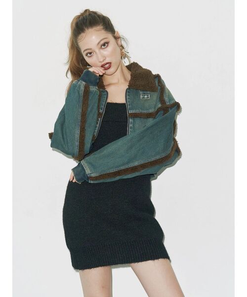 EVRIS（エヴリス）の「デニムボアブルゾン【セットアップ着用可能】（ブルゾン・レディース・インディゴブルー/ブラック・FREE）」の22枚目の写真