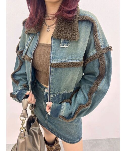 EVRIS デニム ボアブルゾン　セットアップ デニムボアブルゾン【セットアップ着用可能】（ブルゾン）｜EVRIS