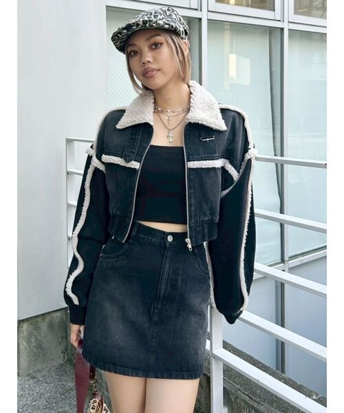 セール】デニムボアブルゾン【セットアップ着用可能】（ブルゾン