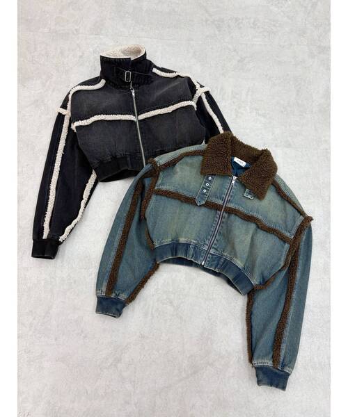セール】デニムボアブルゾン【セットアップ着用可能】（ブルゾン