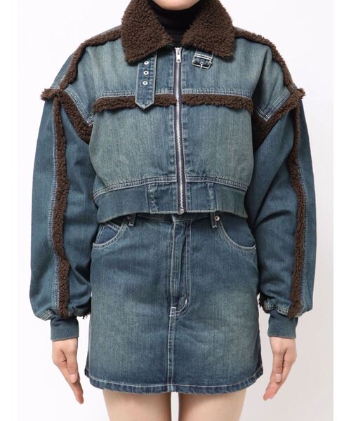 セール】デニムボアブルゾン【セットアップ着用可能】（ブルゾン