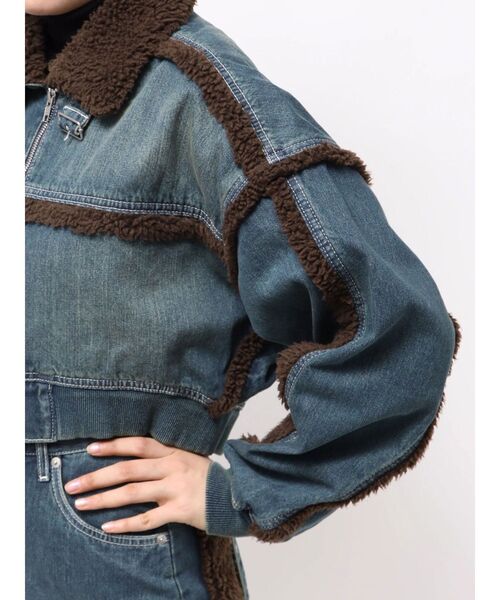 新品タグ付 エヴリス 大人気 デニムボアブルゾン せいらちゃん着用 完売品 セール】デニムボアブルゾン【セットアップ着用可能】（ブルゾン