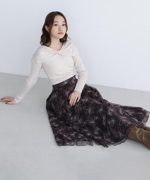 ナチュラルビューティーベーシック（NATURAL BEAUTY BASIC）/チュール刺繍フレアスカート セール】◇チュール刺繍フレアスカート（スカート）｜NATURAL BEAUTY