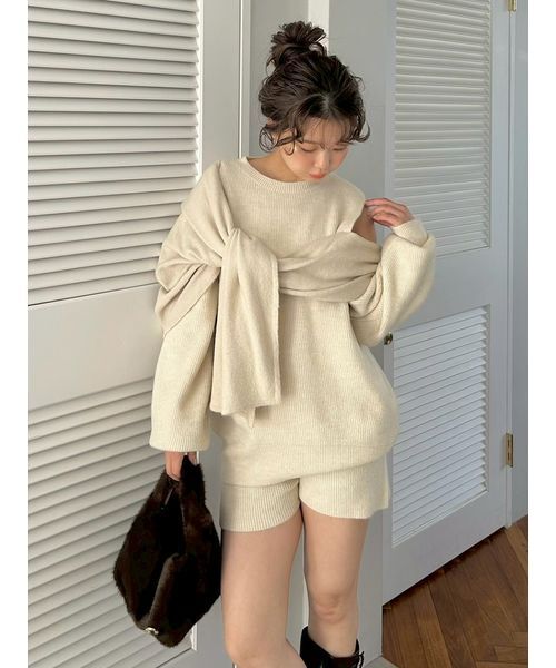 SNIDEL（スナイデル）の「畦ニットショートパンツ（その他パンツ・レディース・アイボリー/グレー/レッド・F）」の7枚目の写真