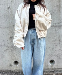 ボリューム ギャザー スリーブ ブルゾン【Muller Rossi】