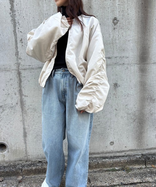 merrylatte（メリーラテ）の「ボリューム ギャザー スリーブ ブルゾン【Muller Rossi】（ブルゾン・レディース・アイボリー・FREE）」の8枚目の写真