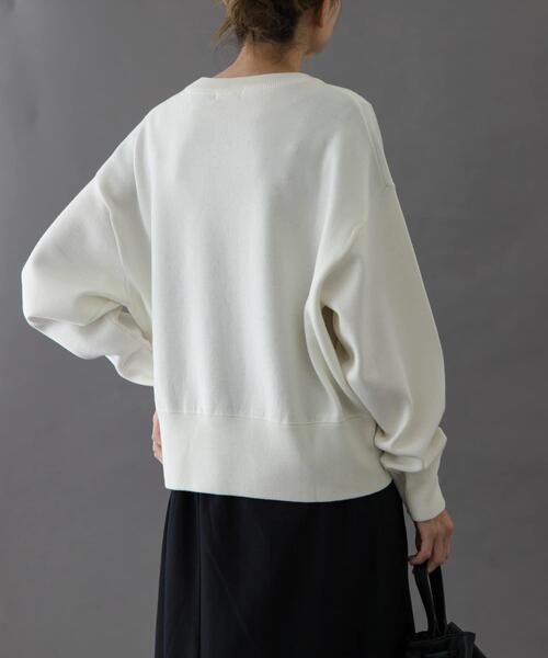 FORK&SPOON(フォークアンドスプーン)の「FORK&SPOON ダブルフェイスクルーネックニット(ニット/セーター・レディース・グレー系その他/オフホワイト/ブルー・1)」の6枚目の写真