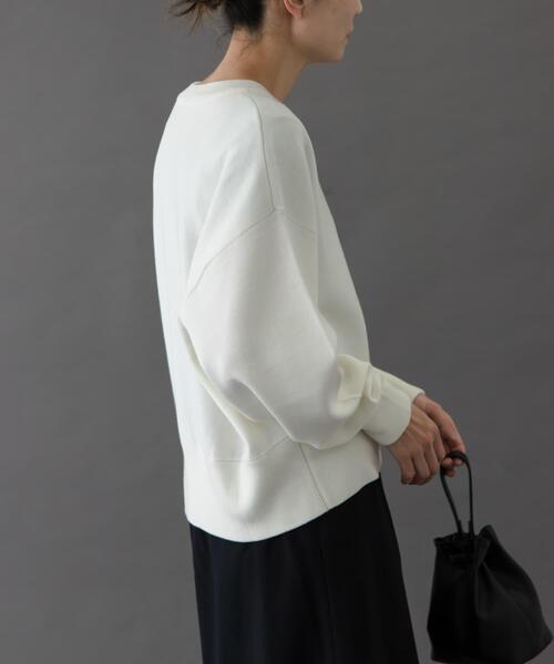 FORK&SPOON(フォークアンドスプーン)の「FORK&SPOON ダブルフェイスクルーネックニット(ニット/セーター・レディース・グレー系その他/オフホワイト/ブルー・1)」の7枚目の写真