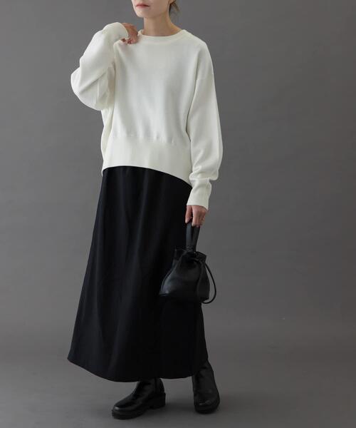 【TOP GRAY】FORK&amp;SPOON ダブルフェイスクルーネックニット セール】FORK&SPOON ダブルフェイスクルーネックニット（ニット