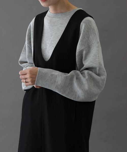 FORK&SPOON（フォークアンドスプーン）の「FORK&SPOON　ダブルフェイスクルーネックニット（ニット/セーター・レディース・グレー系その他/オフホワイト/ブルー・1）」の4枚目の写真