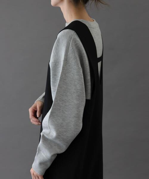 FORK&SPOON（フォークアンドスプーン）の「FORK&SPOON　ダブルフェイスクルーネックニット（ニット/セーター・レディース・グレー系その他/オフホワイト/ブルー・1）」の5枚目の写真