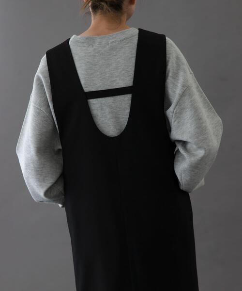 FORK&SPOON（フォークアンドスプーン）の「FORK&SPOON　ダブルフェイスクルーネックニット（ニット/セーター・レディース・グレー系その他/オフホワイト/ブルー・1）」の6枚目の写真