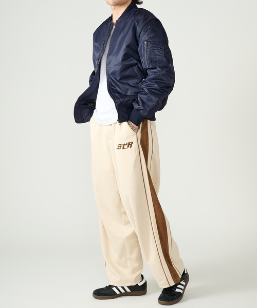 STARTER(スターター)の「【STARTER】フェイクスエード配色切り替えワイドトラックパンツ ST-ST264(その他パンツ・メンズ・オフホワイト/ブラック/ブラウン・M/L)」の8枚目の写真