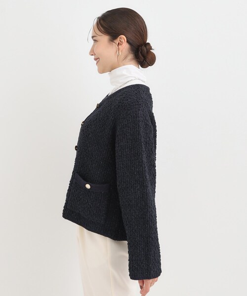 DRESKIP（ドレスキップ）の「カジュアルにも きれいめにも ぽこぽこニットカーディガン（カーディガン/ボレロ・レディース・ネイビー/オフホワイト・01/02/03/04）」の14枚目の写真