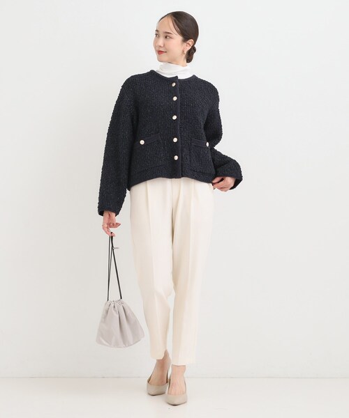 DRESKIP（ドレスキップ）の「カジュアルにも きれいめにも ぽこぽこニットカーディガン（カーディガン/ボレロ・レディース・ネイビー/オフホワイト・01/02/03/04）」の15枚目の写真