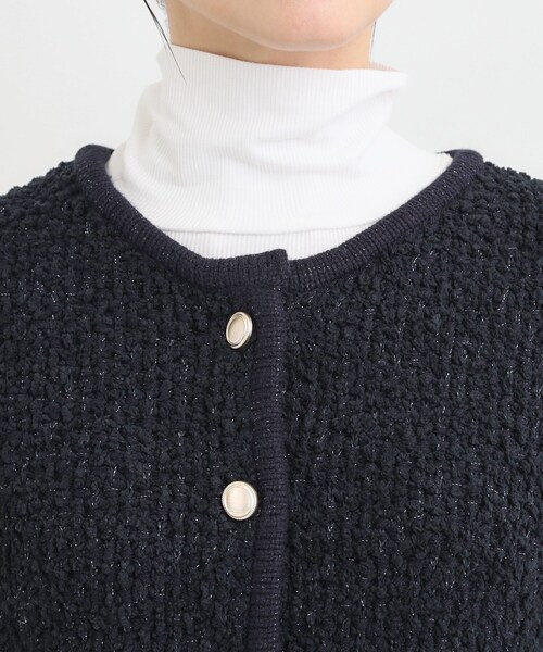 DRESKIP（ドレスキップ）の「カジュアルにも きれいめにも ぽこぽこニットカーディガン（カーディガン/ボレロ・レディース・ネイビー/オフホワイト・01/02/03/04）」の9枚目の写真