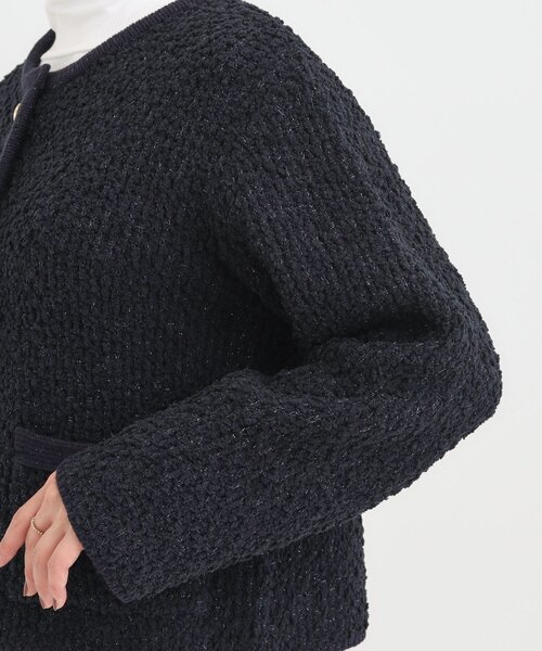 DRESKIP（ドレスキップ）の「カジュアルにも きれいめにも ぽこぽこニットカーディガン（カーディガン/ボレロ・レディース・ネイビー/オフホワイト・01/02/03/04）」の10枚目の写真