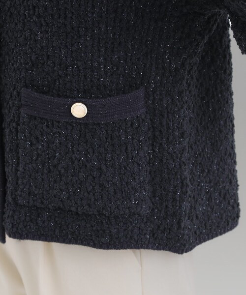 DRESKIP（ドレスキップ）の「カジュアルにも きれいめにも ぽこぽこニットカーディガン（カーディガン/ボレロ・レディース・ネイビー/オフホワイト・01/02/03/04）」の12枚目の写真