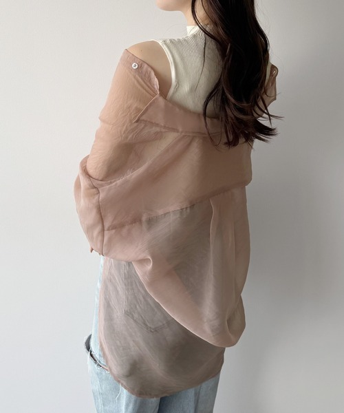 mipiarl(ミピアール)の「2WAYシャツブラウス+ノースリニットセット(シャツ/ブラウス・レディース・ピンクベージュ/ライトベージュ/ブラック・LARGE/MEDIUM/SMALL)」の15枚目の写真