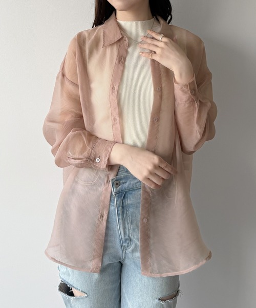 mipiarl(ミピアール)の「2WAYシャツブラウス+ノースリニットセット(シャツ/ブラウス・レディース・ピンクベージュ/ライトベージュ/ブラック・LARGE/MEDIUM/SMALL)」の16枚目の写真