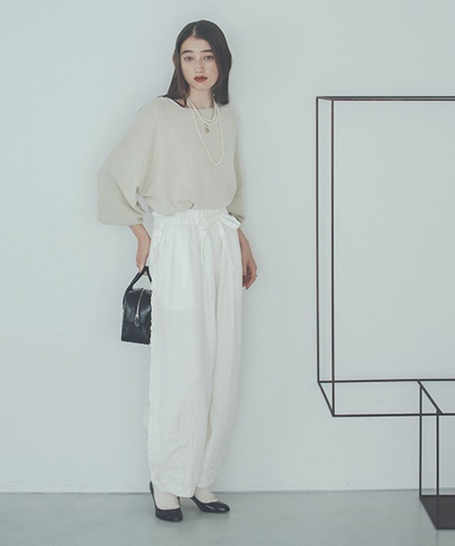 studio CLIP（スタディオクリップ）の「《natural by clip》Cラクーンカラープルオーバー（ニット/セーター・レディース・オートミール/イエロー/ブルー・FREE）」の4枚目の写真