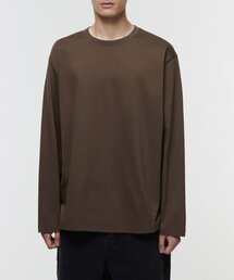 シルケットリラックスクルーネック長袖Tシャツ[ブラウン]