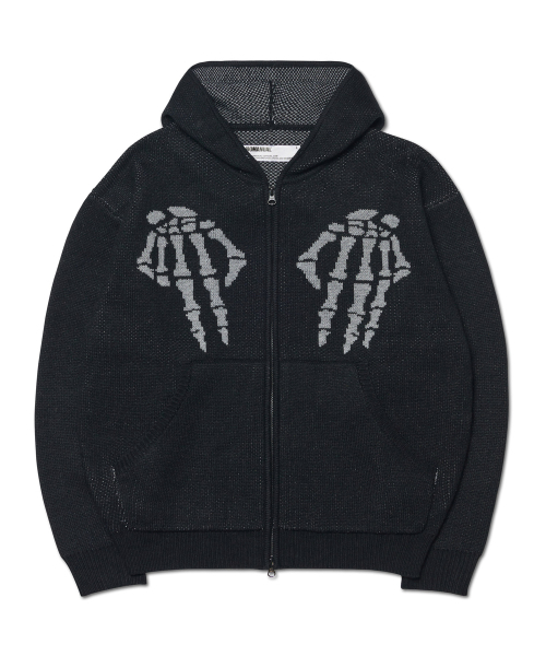 NM SKULL HAND COWICHAN HOODED ZIP‑UP — чёрная куртка с капюшоном