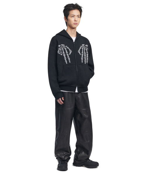 NOMANUAL（NOMANUAL）の「NM SKULL HAND COWICHAN HOODED ZIP-UP - BLACK（カーディガン/ボレロ・レディース・その他・LARGE/X-LARGE/MEDIUM）」の3枚目の写真