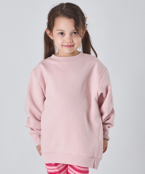 セール】【ぬくふわ】ガールズ 袖ワンポイント ハート タグ 裏起毛