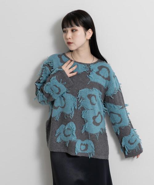 THE GOODLAND MARKET（ザグッドランドマーケット）の「cwtch　UTOPIA FLOWER KNIT PULLOVER（ニット/セーター・レディース・グレー系その他/ブラウン系その他・FREE）」の2枚目の写真