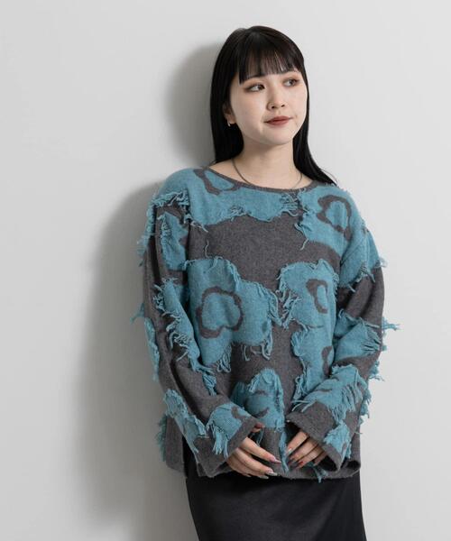 THE GOODLAND MARKET（ザグッドランドマーケット）の「cwtch　UTOPIA FLOWER KNIT PULLOVER（ニット/セーター・レディース・グレー系その他/ブラウン系その他・FREE）」の3枚目の写真