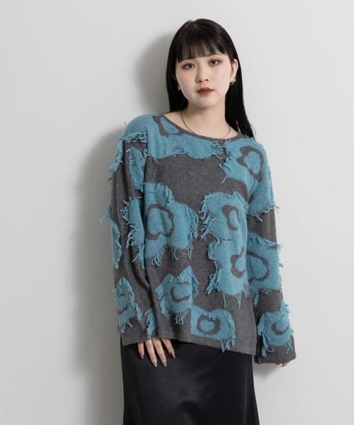 THE GOODLAND MARKET（ザグッドランドマーケット）の「cwtch　UTOPIA FLOWER KNIT PULLOVER（ニット/セーター・レディース・グレー系その他/ブラウン系その他・FREE）」の4枚目の写真