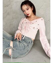 RESEXXY | フラワーエンブロイダリーニットトップス(ニット/セーター)