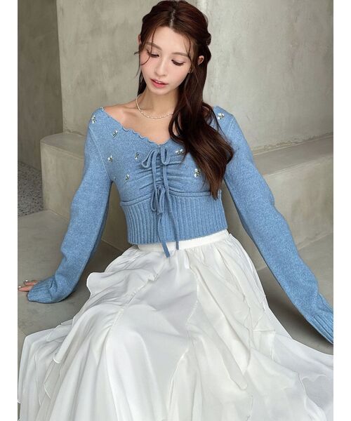 フラワーエンブロイダリーニットトップス（ニット/セーター）｜RESEXXY