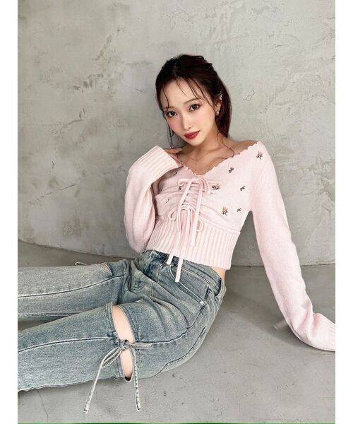 フラワーエンブロイダリーニットトップス（ニット/セーター）｜RESEXXY