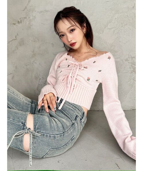 フラワーエンブロイダリーニットトップス（ニット/セーター）｜RESEXXY