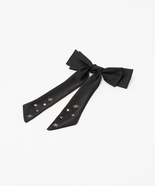 UNITED ARROWS（ユナイテッドアローズ）の「ビジュー×サテン ナローリボン バレッタ（バレッタ/ヘアクリップ・レディース・ブラック・FREE）」の3枚目の写真