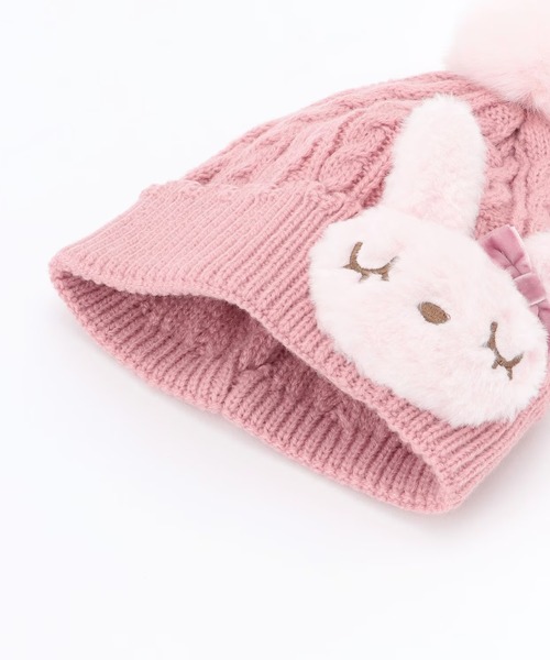 KP DECO（ケーピーデコ）の「mimiちゃん ニットフード（ニットキャップ/ビーニー・キッズ・ラベンダー/ピンク・SMALL/MEDIUM/LARGE）」の4枚目の写真