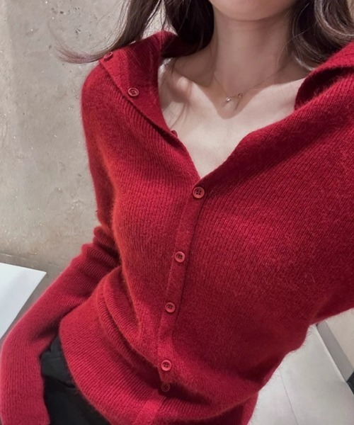 Ritzy(リッツィー)の「多ボタンデザインソフトニットトップス(ニット/セーター・レディース・ホワイト/レッド/ブラック/ベージュ・FREE)」の14枚目の写真