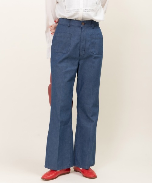 CHILD WOMAN(チャイルドウーマン)の「10oz ムラ糸デニム レトロフレアパンツ(デニムパンツ・レディース・サックスブルー/ネイビー・38/36)」の2枚目の写真