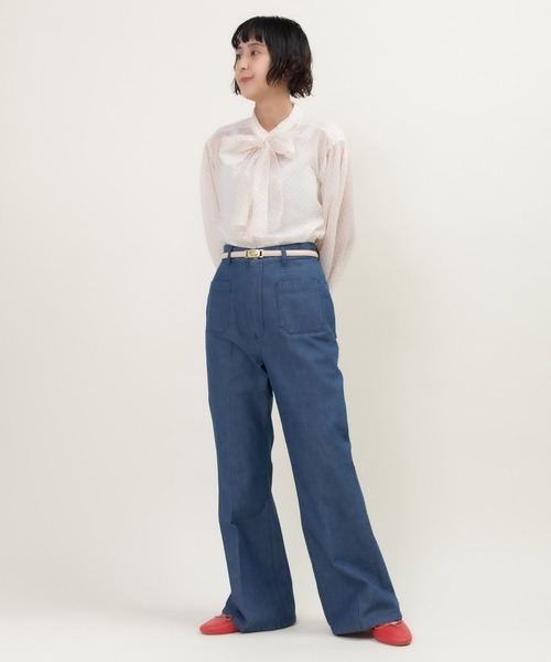 CHILD WOMAN（チャイルドウーマン）の「10oz ムラ糸デニム レトロフレアパンツ（デニムパンツ・レディース・サックスブルー/ネイビー・38/36）」の18枚目の写真