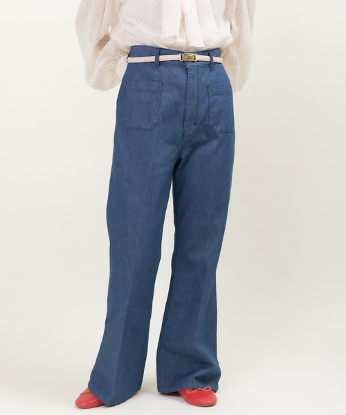 CHILD WOMAN（チャイルドウーマン）の「10oz ムラ糸デニム レトロフレアパンツ（デニムパンツ・レディース・サックスブルー/ネイビー・38/36）」の14枚目の写真