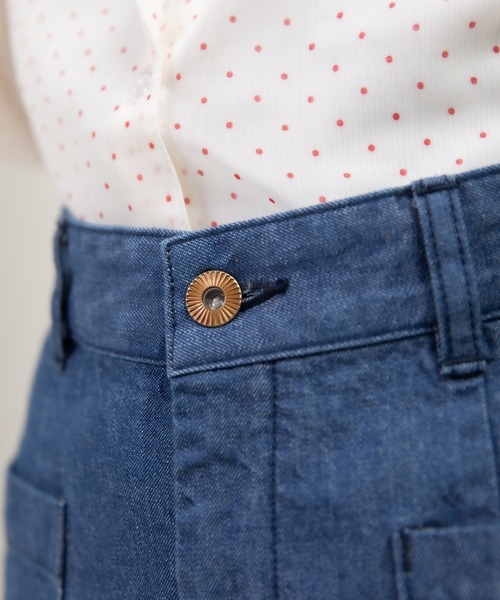 CHILD WOMAN(チャイルドウーマン)の「10oz ムラ糸デニム レトロフレアパンツ(デニムパンツ・レディース・サックスブルー/ネイビー・38/36)」の7枚目の写真