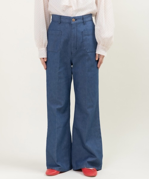 CHILD WOMAN(チャイルドウーマン)の「10oz ムラ糸デニム レトロフレアパンツ(デニムパンツ・レディース・サックスブルー/ネイビー・38/36)」の12枚目の写真