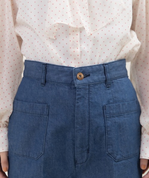 CHILD WOMAN(チャイルドウーマン)の「10oz ムラ糸デニム レトロフレアパンツ(デニムパンツ・レディース・サックスブルー/ネイビー・38/36)」の5枚目の写真