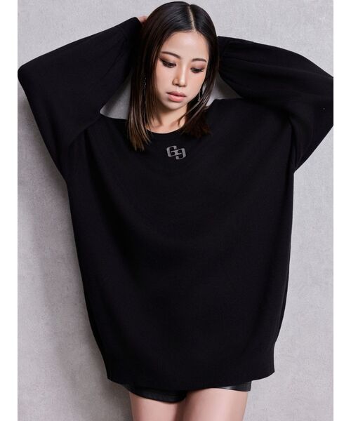 GYDA(ジェイダ)の「GG LOOSEニットトップス(ニット/セーター・レディース・ブラック/オフホワイト/ピンク/ミント・FREE)」の1枚目の写真