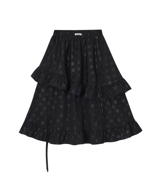 CRANK（クランク）の「ドットフリルロングスカート_ブラック（スカート・レディース・その他・FREE）」の4枚目の写真
