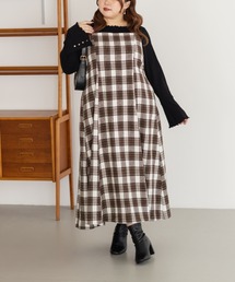 CLETTEオリジナルフェイクウールチェック柄ジャンスカワンピース
